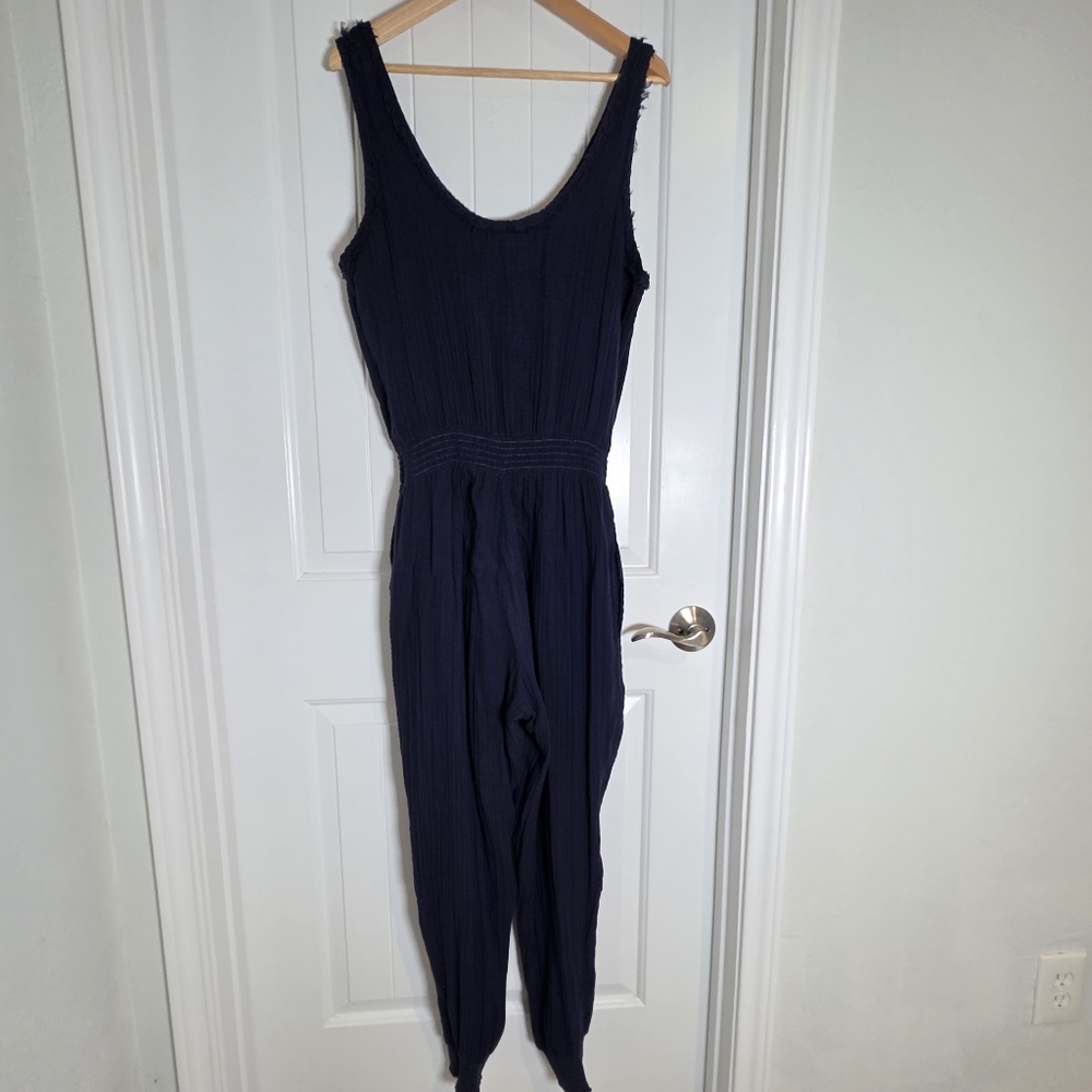 NWOT Michael Stars Cotton Gauze Dark Blue Sleeveless Jumpsuit Medium - Picture 5 of 7
